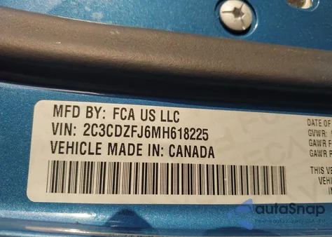 2021 Dodge Challenger R/T Scat Pack из США, поврежденный, VIN 2C3CDZFJ6MH618225